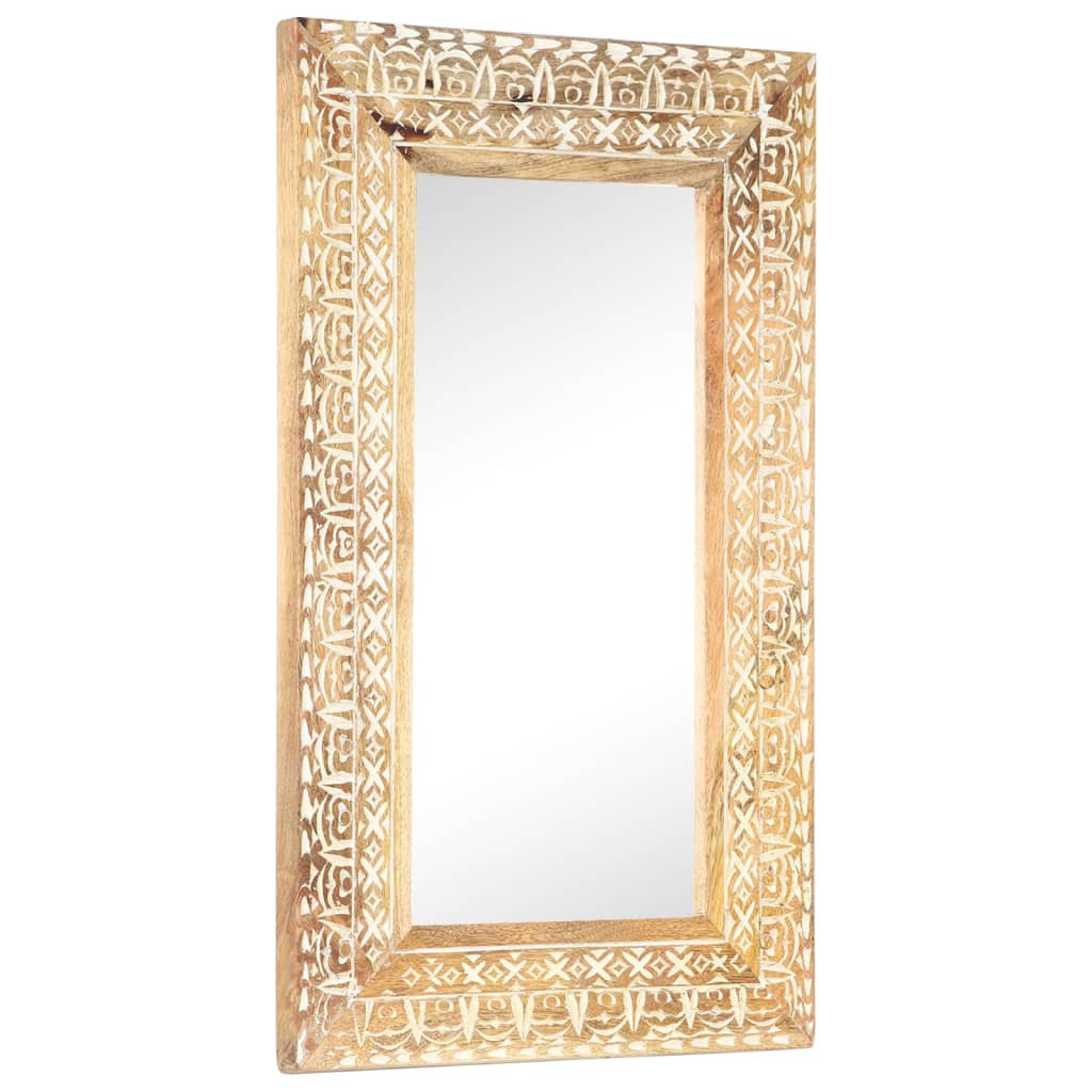 Hand-Carved Mirror Solid Mango Wood